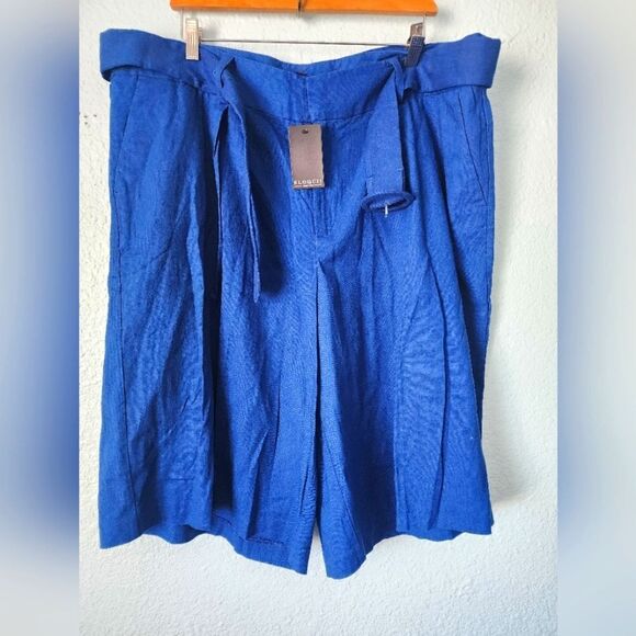 Eloquii Blue High-Waisted Shorts Side Pockets - Picture 1 of 14